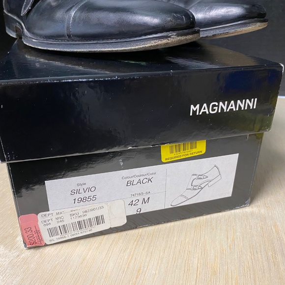 Magnanni Size 9 SILVIO Double Monk Strap Shoes Black Leather With Box - Picture 2 of 14